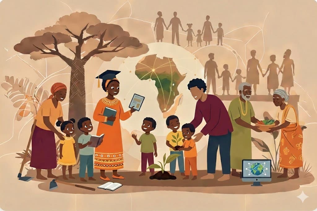 African parents with children, representing community and cultural heritage